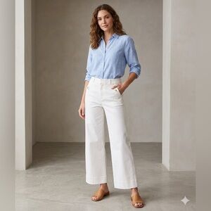 SPANX White Flare Wide-Leg Jeans
